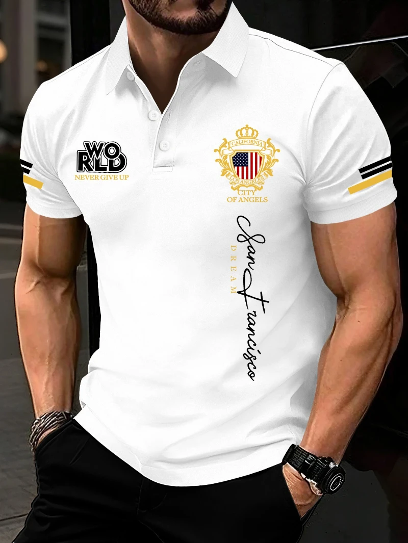 Men's Casual Style Short Sleeved Polo Shirt, SAN FRANCISCO Printed Polo, A Must-have Gift for Trendsetters To Give To Men