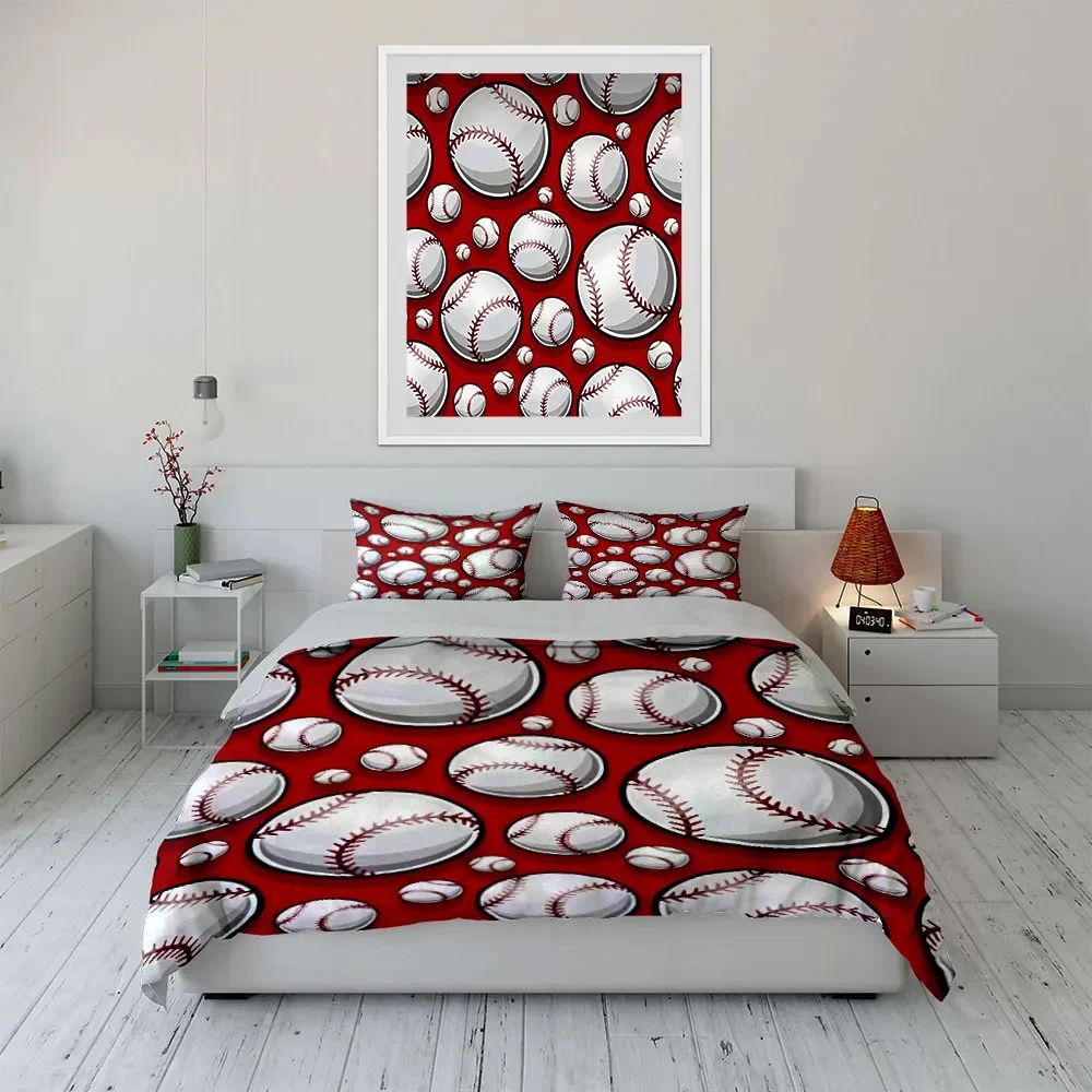 Baseball Pattern Three-Piece Set Multiple sizes kid's and adults' bedroom Exquisite 3PC bedding set, gift