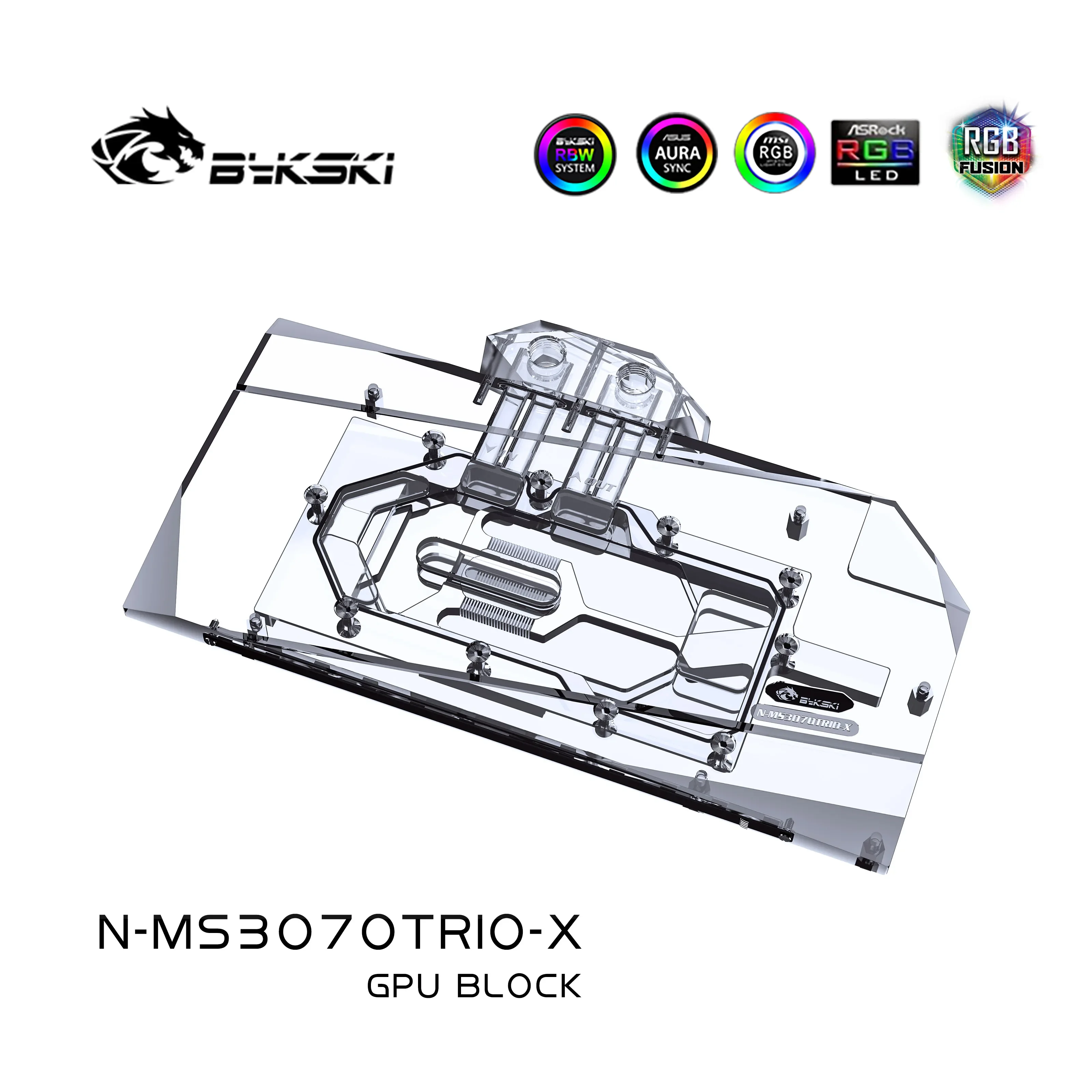 Bykski N-MS3070TRIO-X GPU Water Block Use for MSI RTX3070 GAMING X TRIO Graphics Card / Full Cover Copper Radiator Block