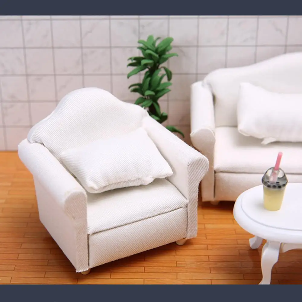 

1:12 wooden sofa armchair dollhouse miniatures furniture model decoration