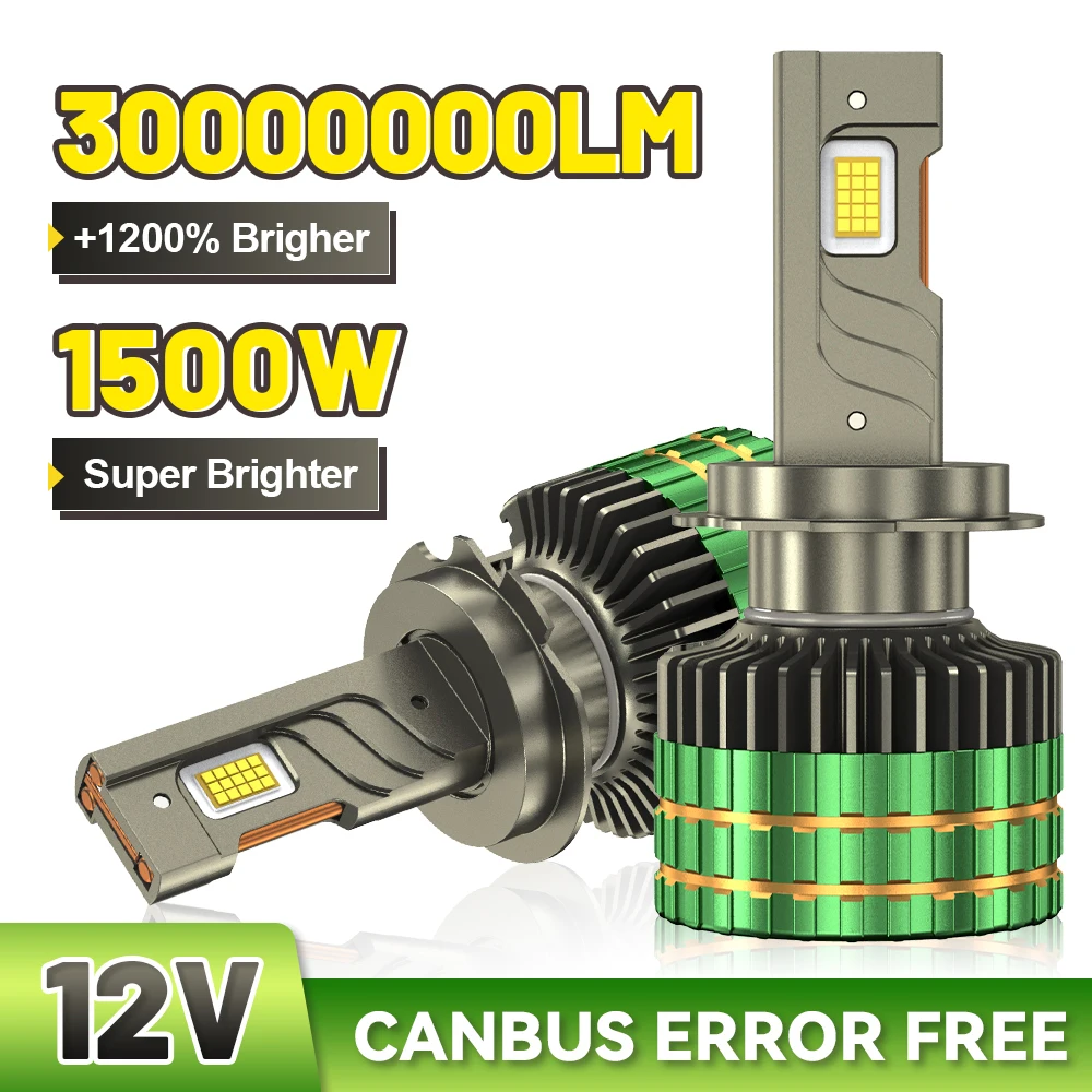 

H7 LED Headlight Canbus 1500W 30000000LM High Power H1 H4H8 H9 H11 9005 HB3 9006 Auto LED Lamp Fog Light 6000K 12V Car Headlamp
