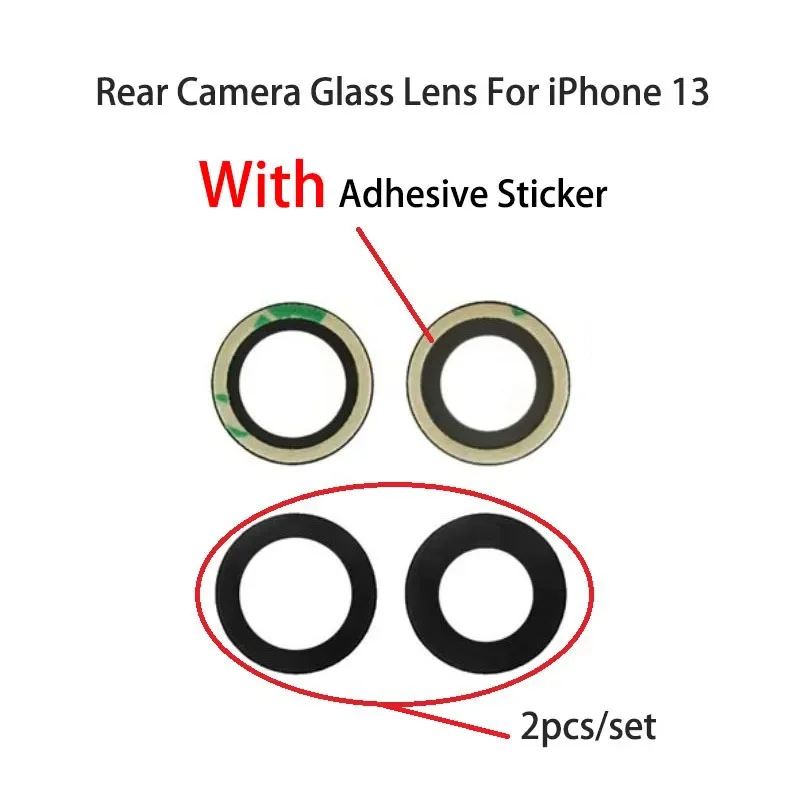 10Set for iPhone 13/13 mini/13 pro/13 Pro Max back rear camera glass lens with sticker adhesive replacement parts