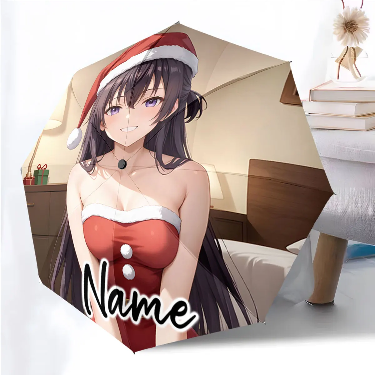 Custom Name Umbrella Anime Character Christmas Umbrella Design Print 8 Iron Ribs Folding Umbrella Auto-Open Fashion Sunshade