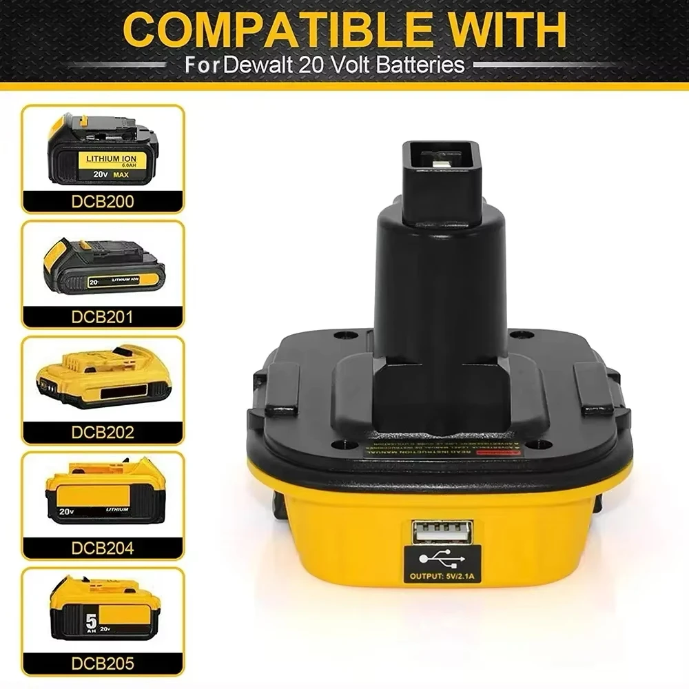 DCA1820 Power Tool Adapter USB Power Bank For Dewalt 20V Li-ion Battery DCB200 for Dewalt 18V Ni-cd Ni-mh Battery Tools DC9096 view 5