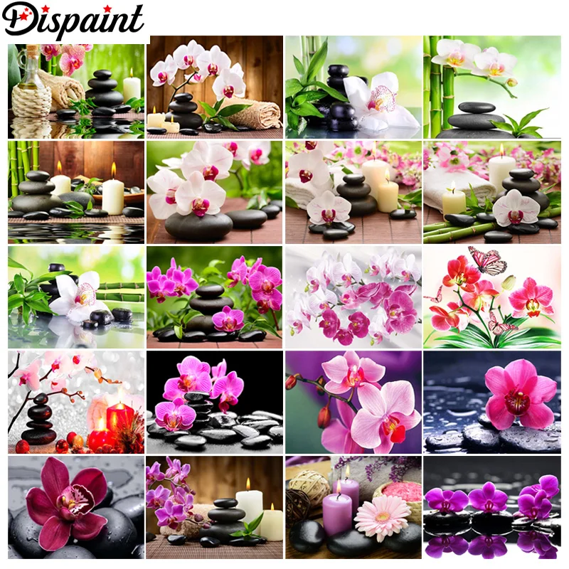 

Dispaint 5D Алмазный узор Горный хрусталь Рукоделие Diy Алмазная картина Вышивка крестиком "Цветочный камень бамбук" Алмазная вышивка