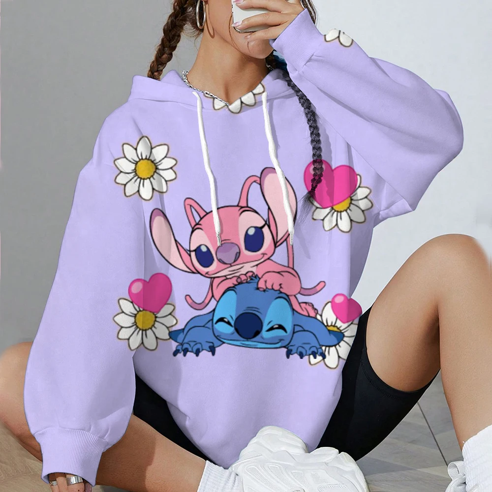 Disney Stitch Printed Hoodie Women's Comfortable Loose Sweatshirt Winter Hoodie Basic Pocket Women's Clothes