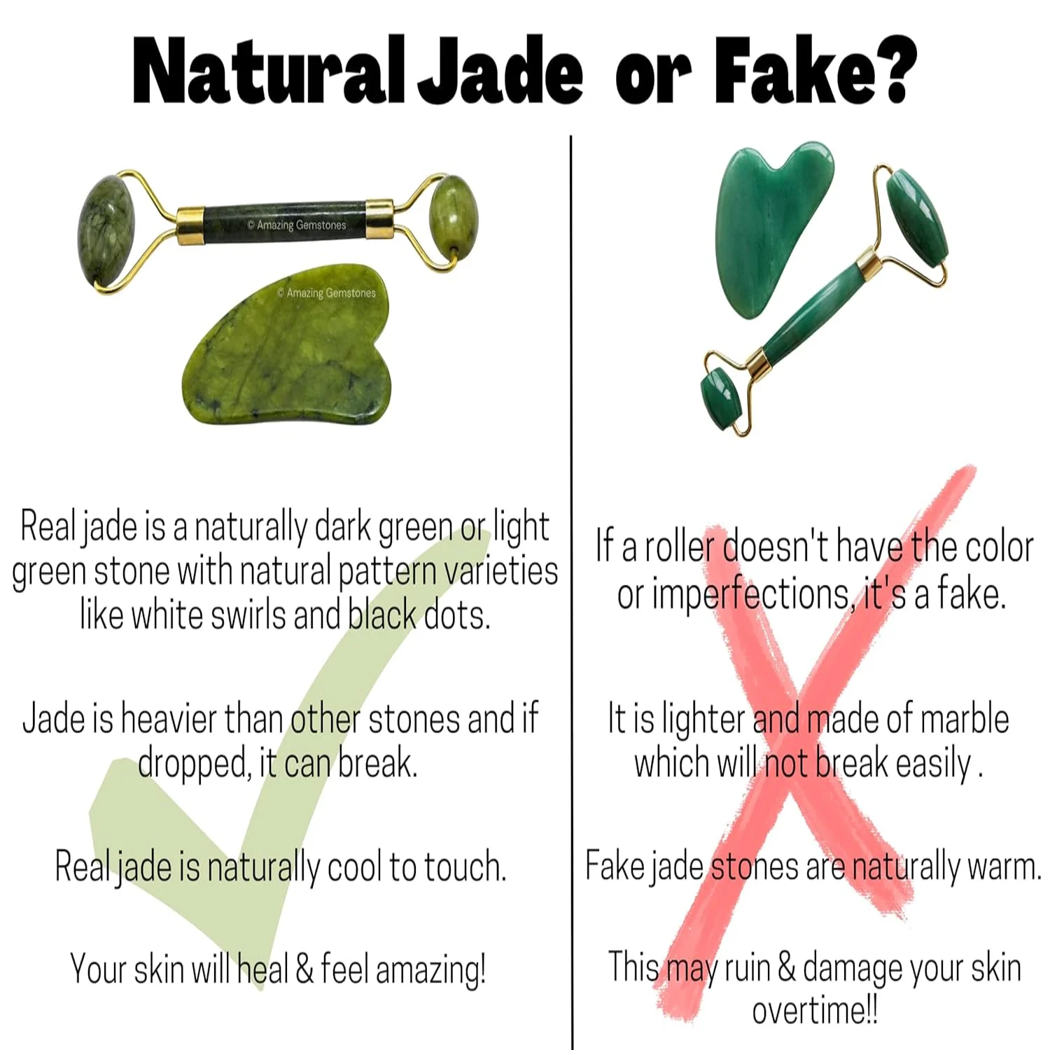 Rouleau de jade pour le visage avec Jade Gua Sha - Cadeaux de fête des mères Rouleau pour le visage Soins de la peau Outil de sculpture du visage - Convient aux hommes et aux femmes -