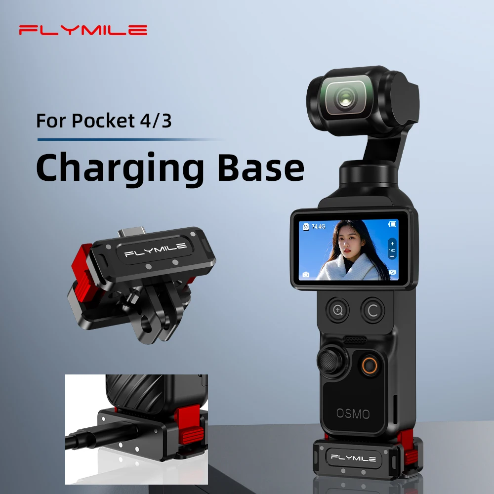 

Foldable Metal Charging Base For Dji Pocket 4/3 Magnetic Stand With Type-c Port Quick Release Holder For Shooting & Charging