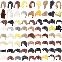 MOC City Figures Hairstyles Building Blocks Creative Heads Body Parts Brown Hair Accessories DIY Mini Bricks Assemble Toys Gifts