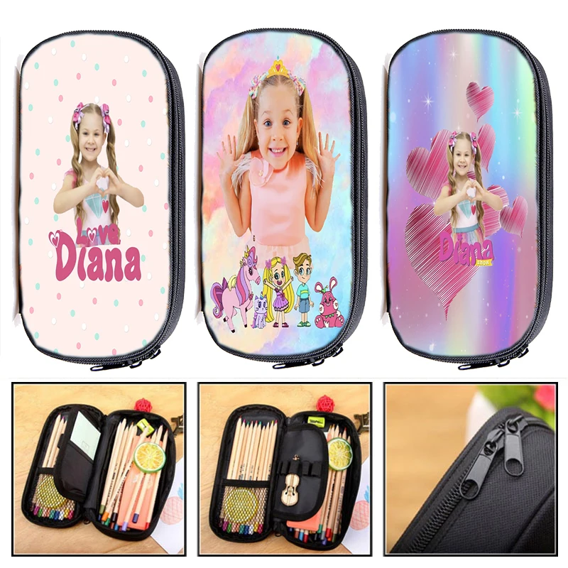 

Kids Diana And Roma Show Pencil Case Portable Cartoon School Student Stationery Storage Bag Boys Girls Boxes