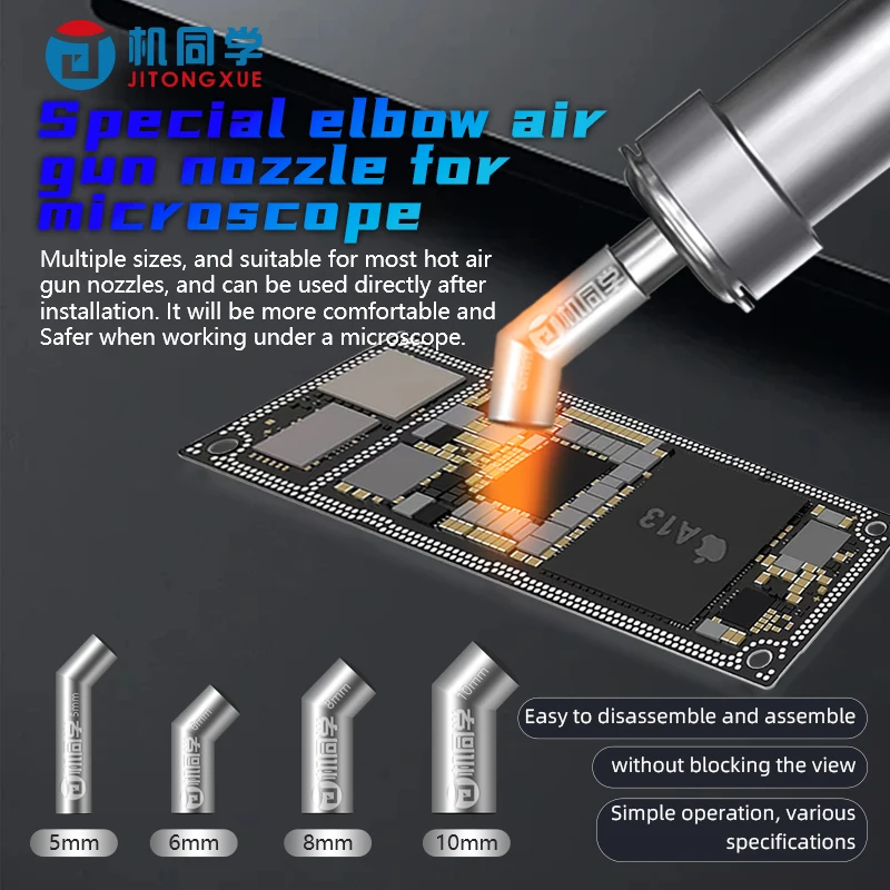

JTX Универсальный микроскоп, специальные локоть, насадки для пневматического пистолета 45 ° Замените головку для серии 861/2008 5 шт. 5/6/8/10/12 мм