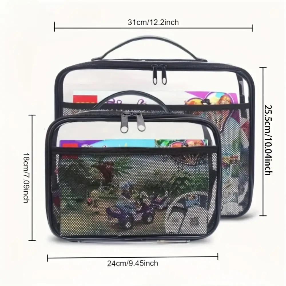 Large Capacity PVC Transparent Mesh Storage Bag Zipper Bag Waterproof Makeup Storage Bag Casual Portable Toy Packaging Bag