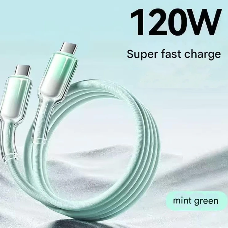 100Cm 120W Fast Charging Cable USB C Adapters Line With Ice Crystal Finish And 30000 Bend For Smartphones And Tablets 896C