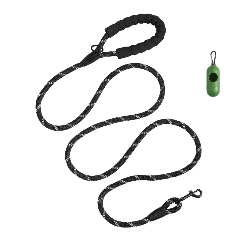 Canine Cord, 6ft Robust Pet Tether with Cushioned Grip, Durable Nylon Broad Strap with Luminous Fibers, Pet Strolling and Coaching Tether, for Medium to Large Dogs (1/2 in, Black)