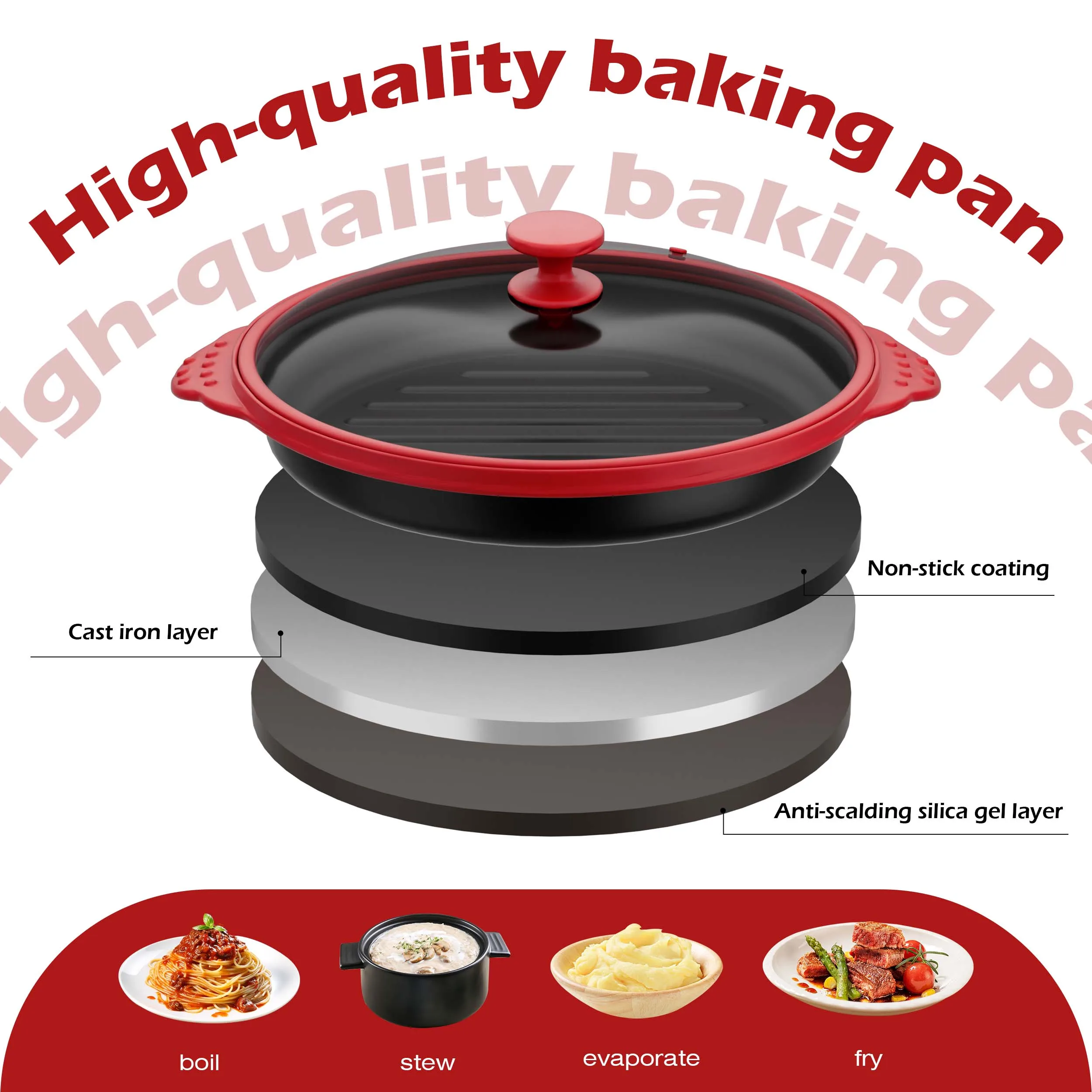 Microwave Skillet with Glass Lid, Grill Pan & Crisper Tray – Microwave Cookware for Frying, Sautéing, Grilling, Browning & Crisp