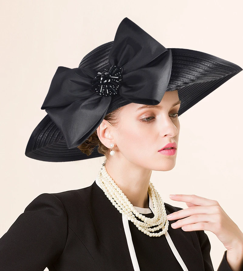 2025 Elegant Hat for Women, Formal Church Hats, Satin Cloth Top Hat Fascinator for Photography, Stylish Women’s Headwea S10-4578