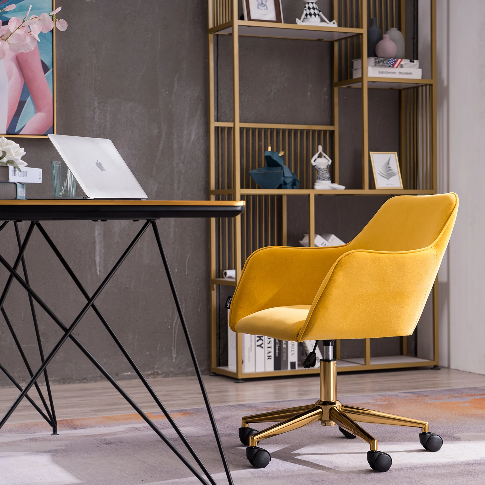 Office Chair Gaming Ergonomic Chair with Adjustable Height & 360° Swivel Computer Desk Chair Work Working Comfortable Yellow