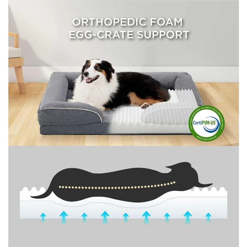 Orthopedic Dog Bed for Large Dogs, Supportive Foam Big Large Pet Bed Sofa with Washable Removable Cover, Waterproof