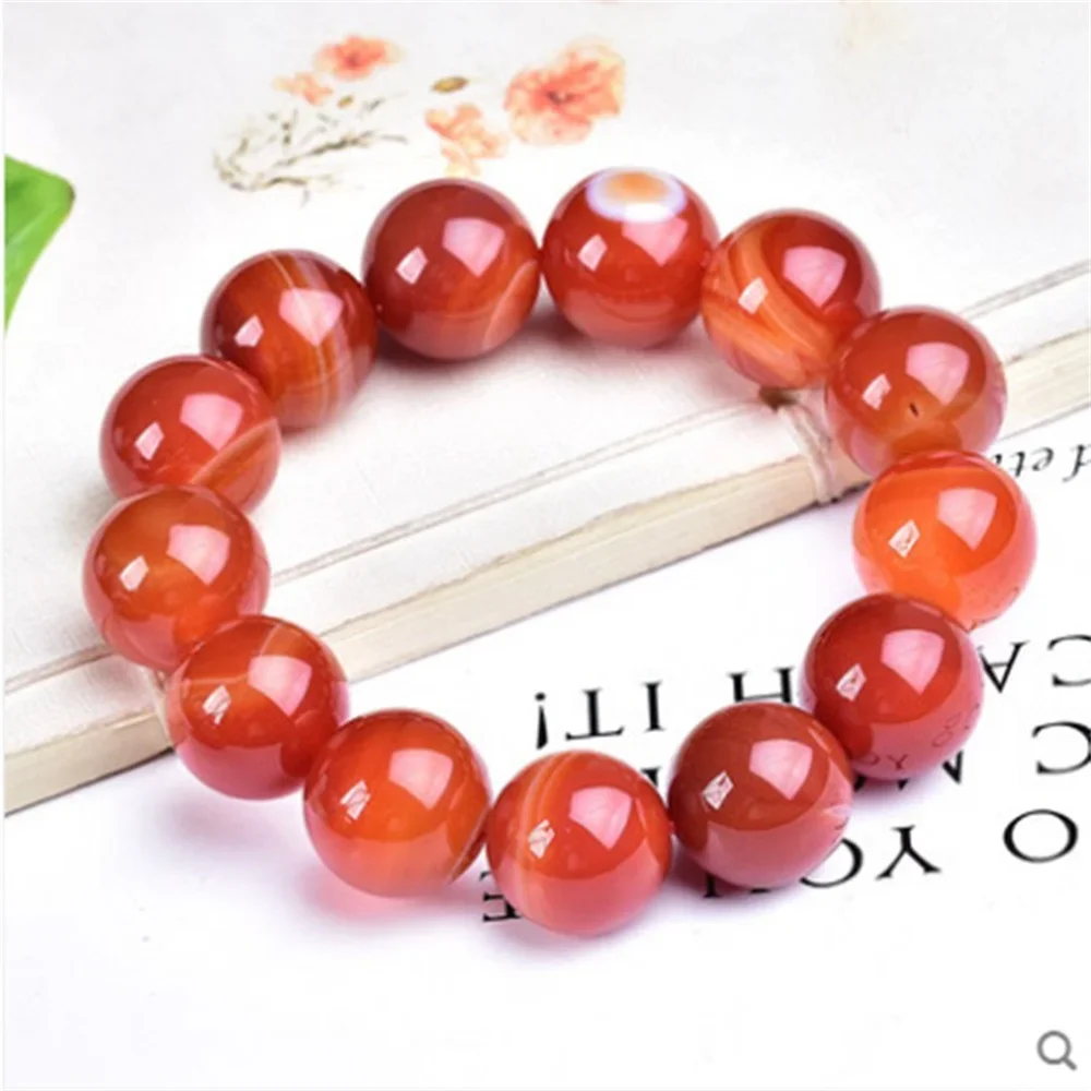 Natural Stone 6-12mm Stripe Red Agate Round Beads Bracelet for Women in Charm Bracelets Onyx Energy Cured Jewelry Beading Gift