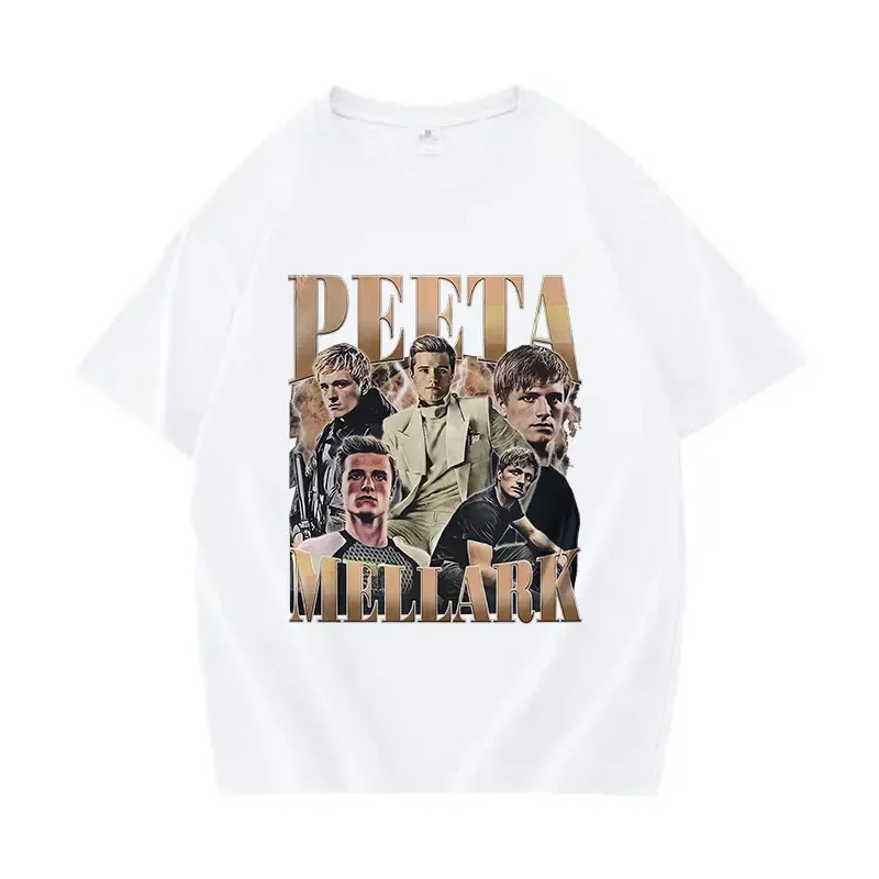 90s Peeta Mellark Vintage Graphic T Shirt Josh Hutcherson Print Short Sleeve T-shirts Men's Women  Cotton Oversized T-shirt