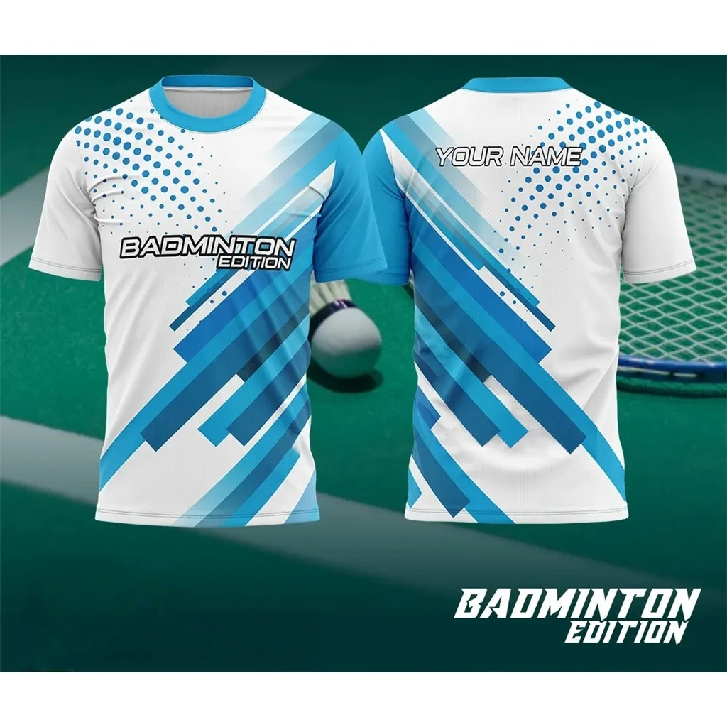 Мужская одежда для бадминтона, футболка для бадминтона с градиентным 3D принтом, индивидуальное имя и логотип команды, быстросохнущая спортивная одежда на открытом воздухе, мужской топ для спортзала