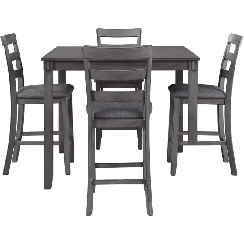 Diseño exclusivo de Ashley Bridson Juego de comedor de 5 piezas con altura de mostrador y mesa y 4 taburetes de bar