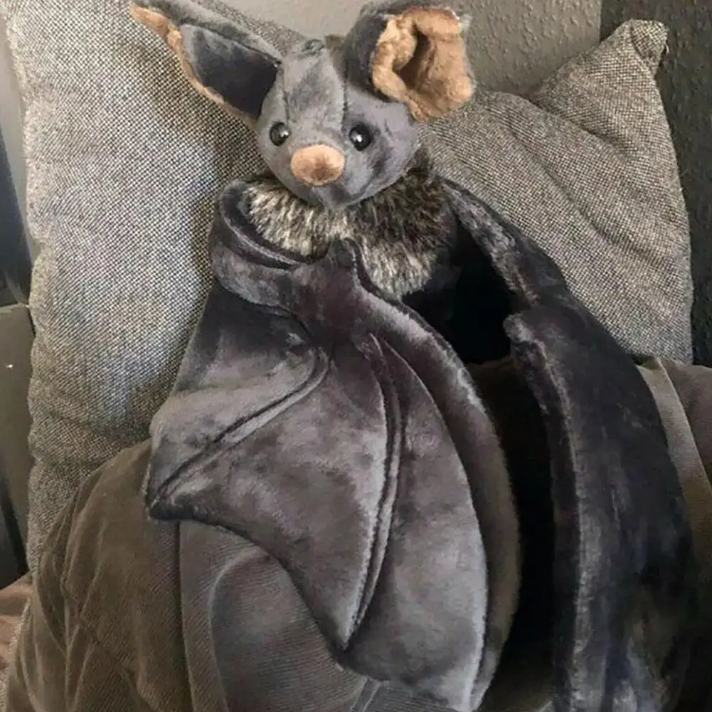 Lovely Grey Bat Plush Stuffed Bat Doll Plush Throw Pillow For Boys and Girls Christmas Halloween Decoration Holiday Gifts