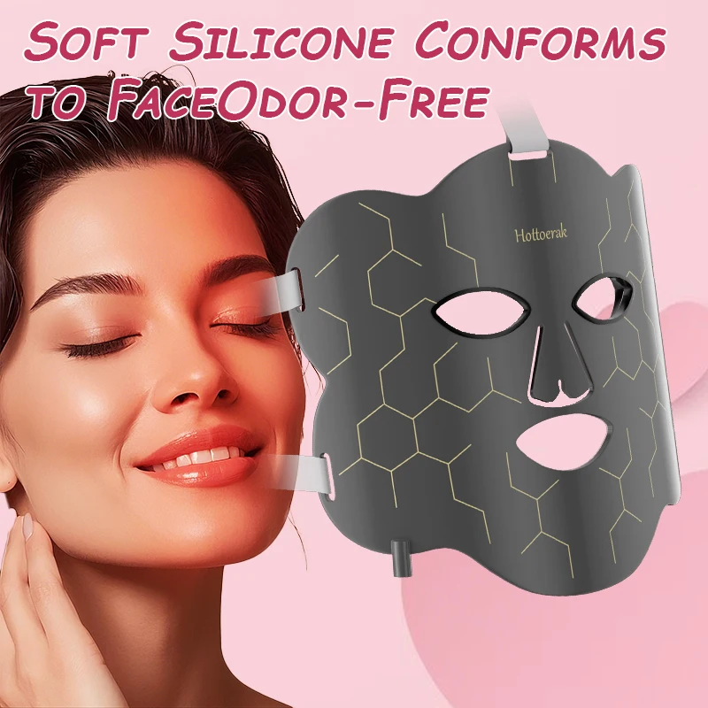 Maschera LED, maschera per fototerapia a LED, trattamento viso con luce infrarosso vicino in silicone flessibile, fototerapia di bellezza antietà