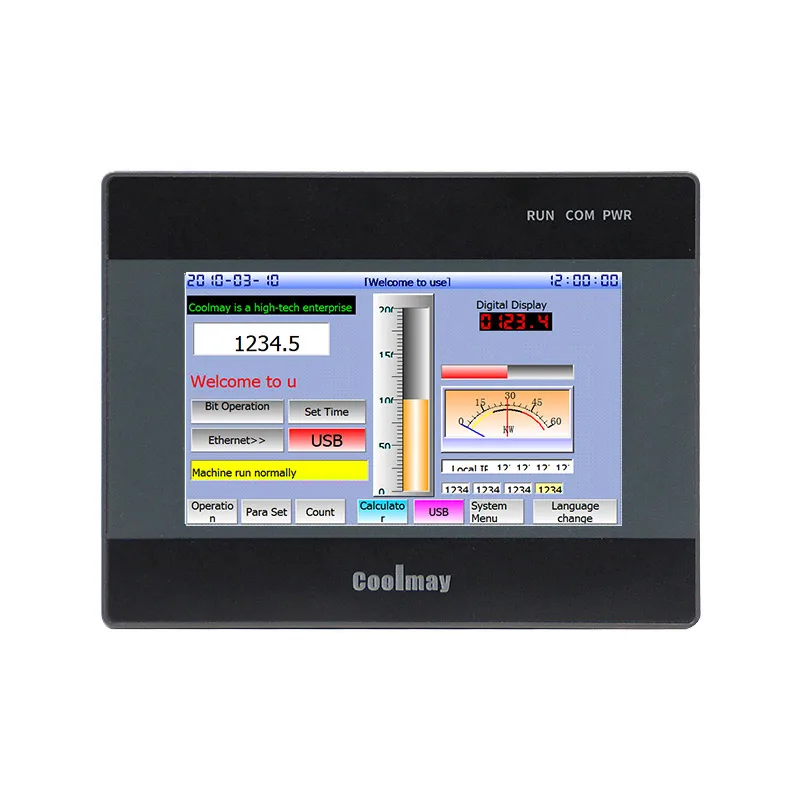 Coolmay 4.3 Inch HMI PLC All In One EX3U-8043H-24MT Support MODBUS RTU RS485 And RS232 Programmable Logic Controller