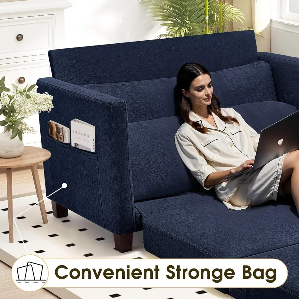 

51" convertible sofa bed, 2 in1 folding sofa bed, loveseat sleeper sofa for small spaces, fold out floor couch with 2 pillows fo