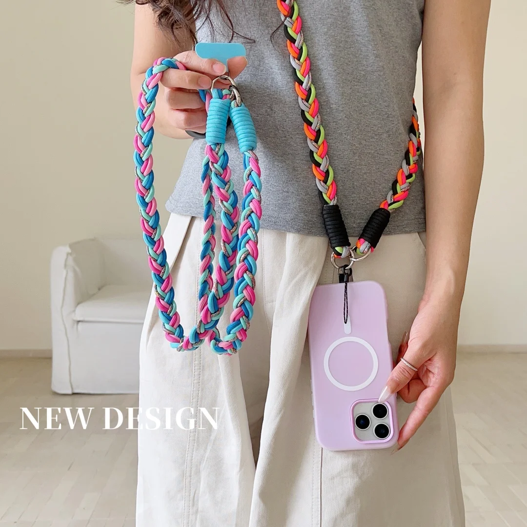 

Lanyard Long Cross-Body Straps Keychain 6 line mixed Design Colorful Rope for Mobile Phone Accessories