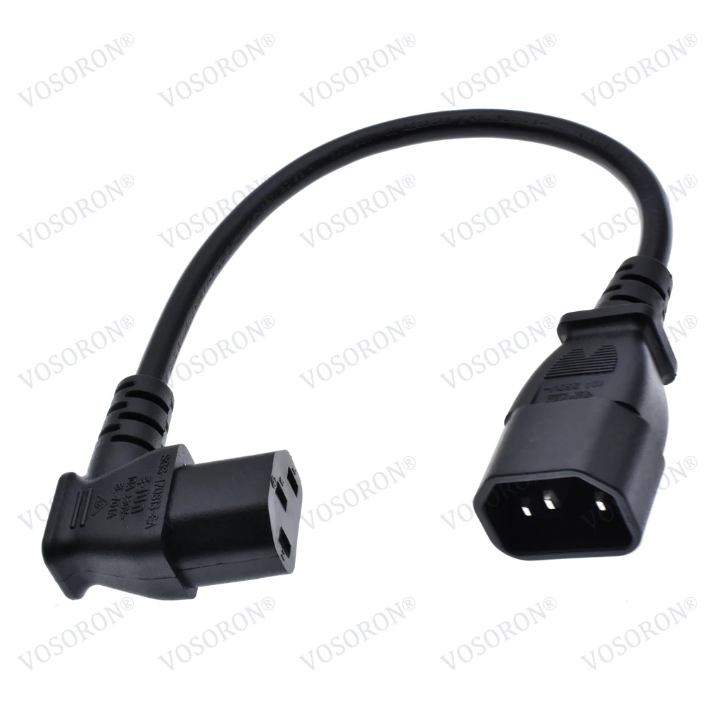 30CM Right or Left Angled IEC 320 C13 to C14 Male to Female Power Adapter Extension cable for LCD LED Mount TV