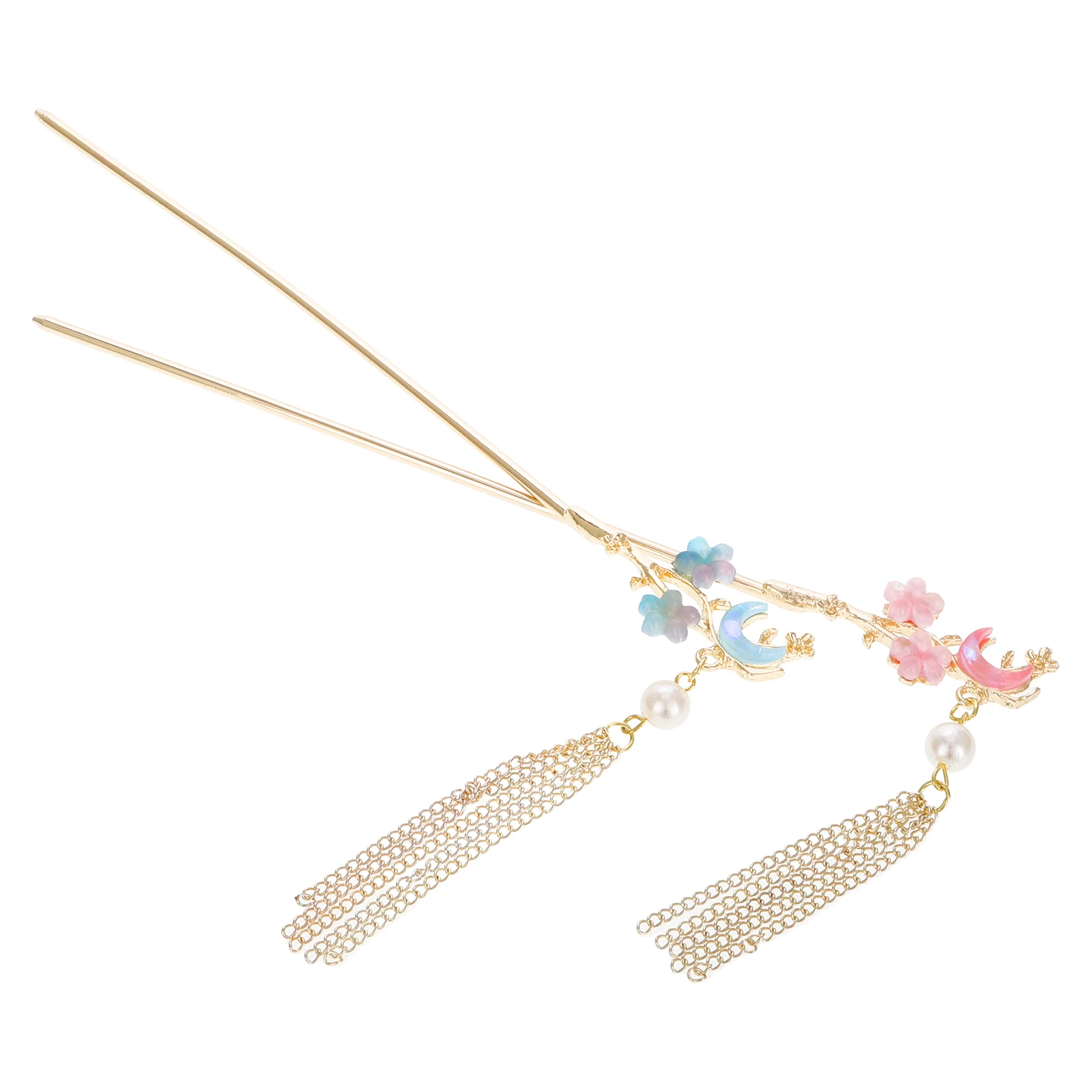 

2 Pcs Ancient Style Hairpin Headdress Dangle Tassel Vintage Zinc Alloy Stick Women Elegant Design Secure Fit Lightweight Metal