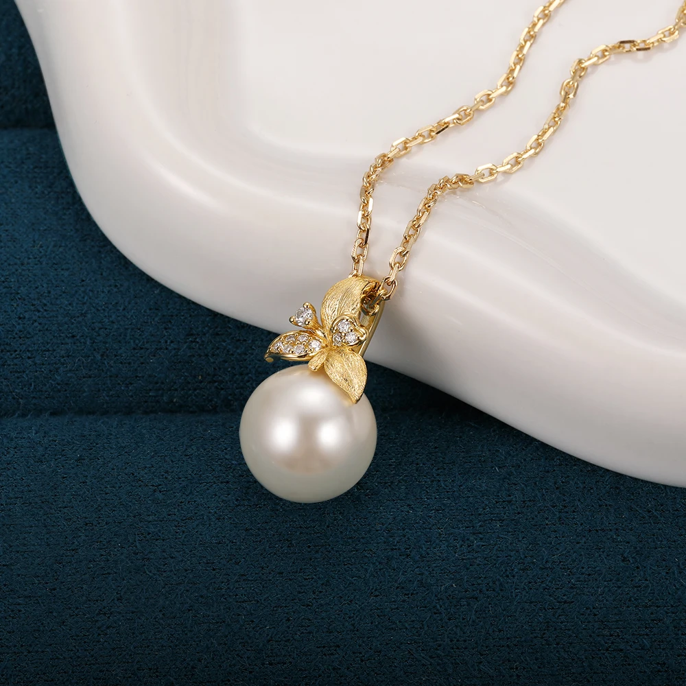 

HFE 14-каратное позолоченное ожерелье с подвеской в виде ракушки и жемчуга, инкрустированная муассанитом, цепочка из стерлингового серебра 925 пробы, подходит для женского подарка на день рождения