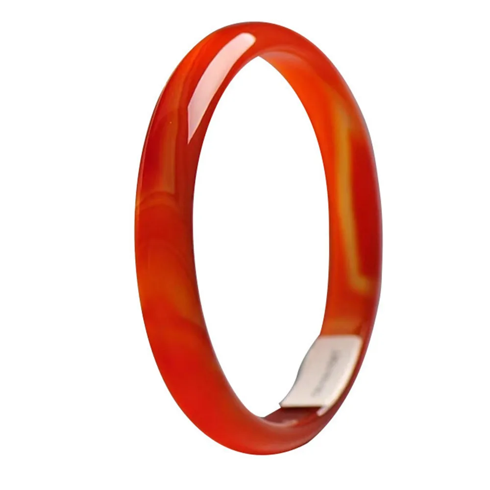 Ice Red Natural Chalcedony Bangle Fine Agate Hand Ring Exquisite Jade Jewelry Accessories Female Girl Women's Bracelet