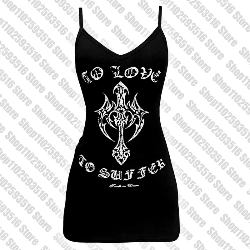 

Y2K платье-мини с темным перекрестным крестом, винтажные сексуальные платья на бретелях-спагетти с высокой талией и разрезом, женское платье в готическом стиле, женское платье, уличная одежда, эмо