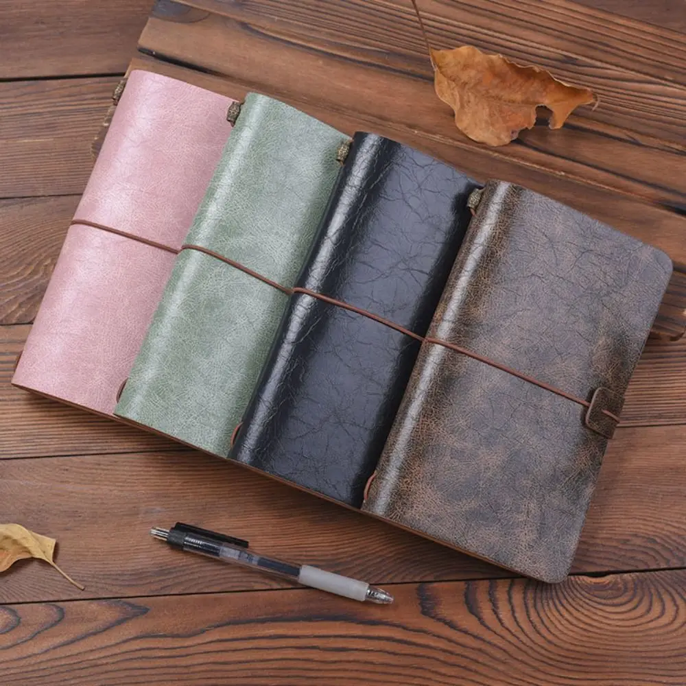 Vintage Portable Leather Notebook Hand Ledger Exquisite Diary Book Hardcover a6 Notepad Office