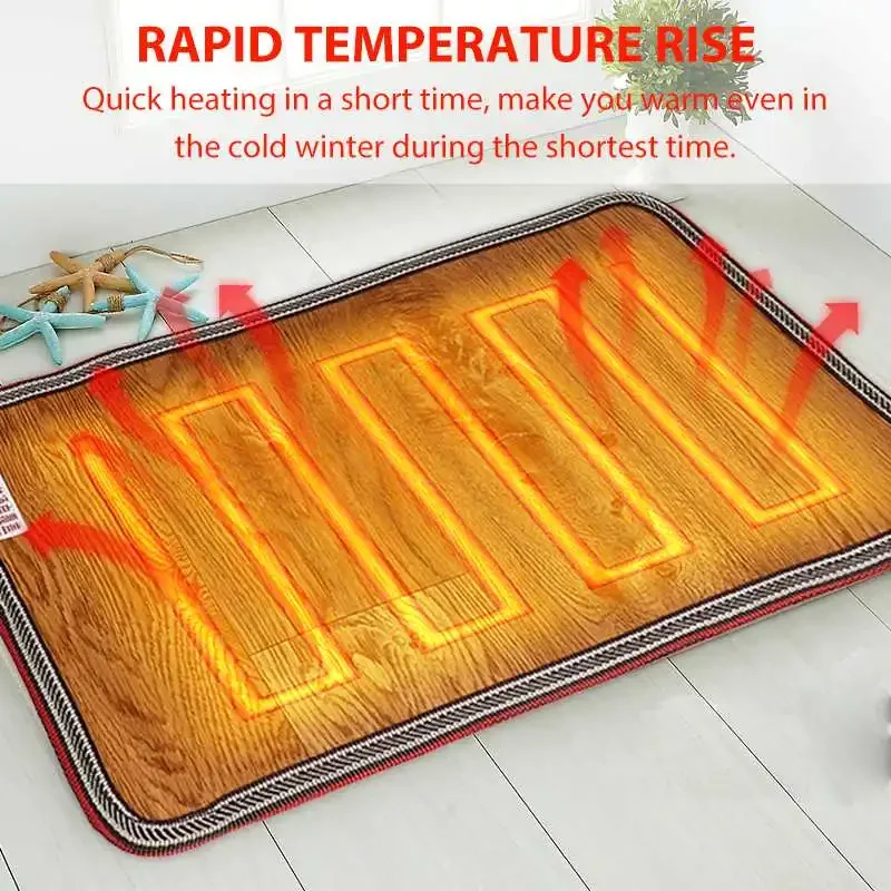 10 Gear Adjustable Leather Heating Foot Mat Warmer Electric Heating Pad Waterproof Feet Leg Warmer Carpet Thermostat Warming Mat