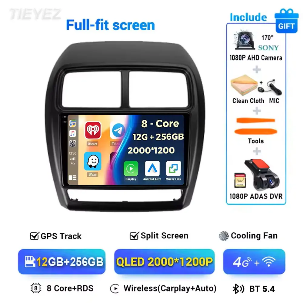 Voor Mitsubishi ASX 1 2016-2023 Android 15 Linksgestuurde Carplay Auto GPS Autoradio Navigatie Multimedia Video speler 4G BT - afbeelding 1