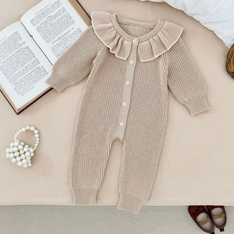 عيد الميلاد طقم قطعة واحدة للأطفال الخريف الرضع الحياكة الجولة الرقبة بذلة الوليد Sprog بلون البلوز رومبير الخريف سترة الموضة #5