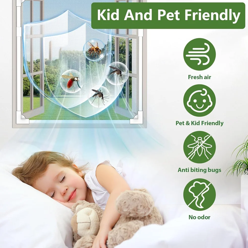 شاشة نافذة AAAF قابلة للتعديل، استبدال شاشة النافذة المغناطيسية بحد أقصى 39 بوصة × 59 بوصة، شاشات نافذة شبكية من الألياف الزجاجية ذاتية الصنع #4