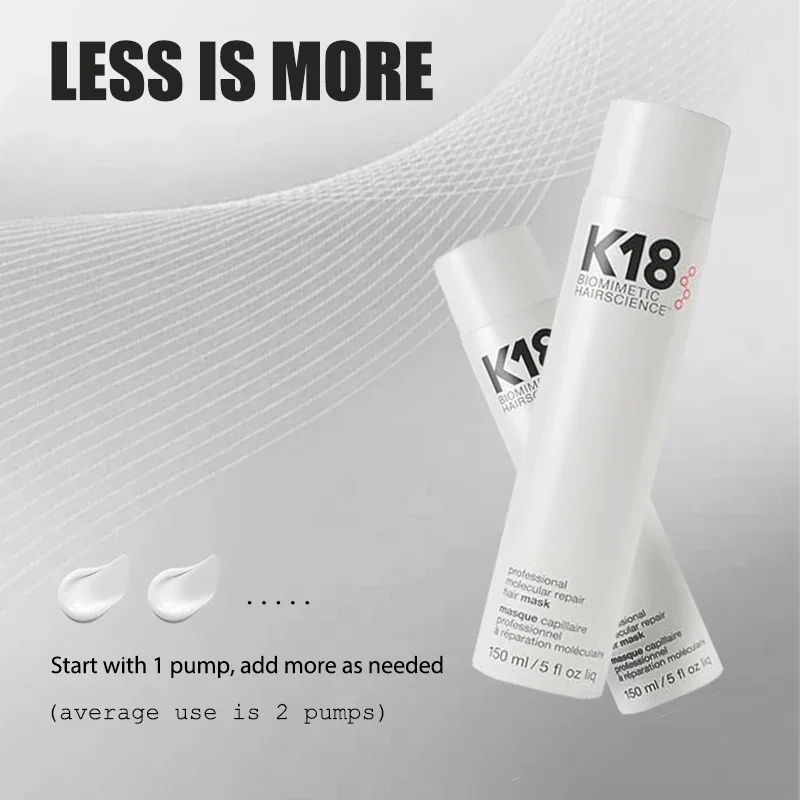 150ml K18 Original Leave-in Molecular Hair Mask Biological Regeneration Repair Dry Chemically Damaged Hair 4 Minutes Fast