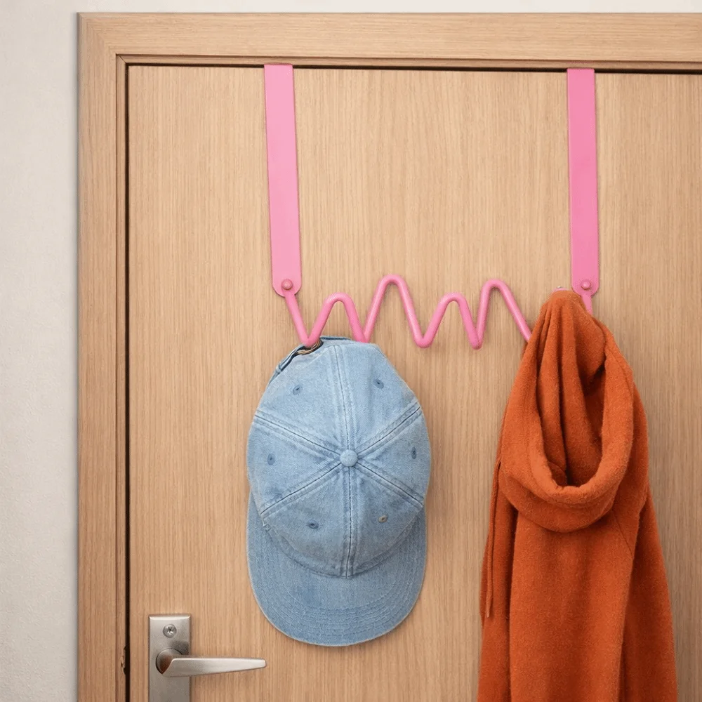 

Colorful Wave Wall Hooks Wall Mounted Space Saving Metal Wall Hook Moisture-proof Decorative Door Back Clothes Hook Entryway