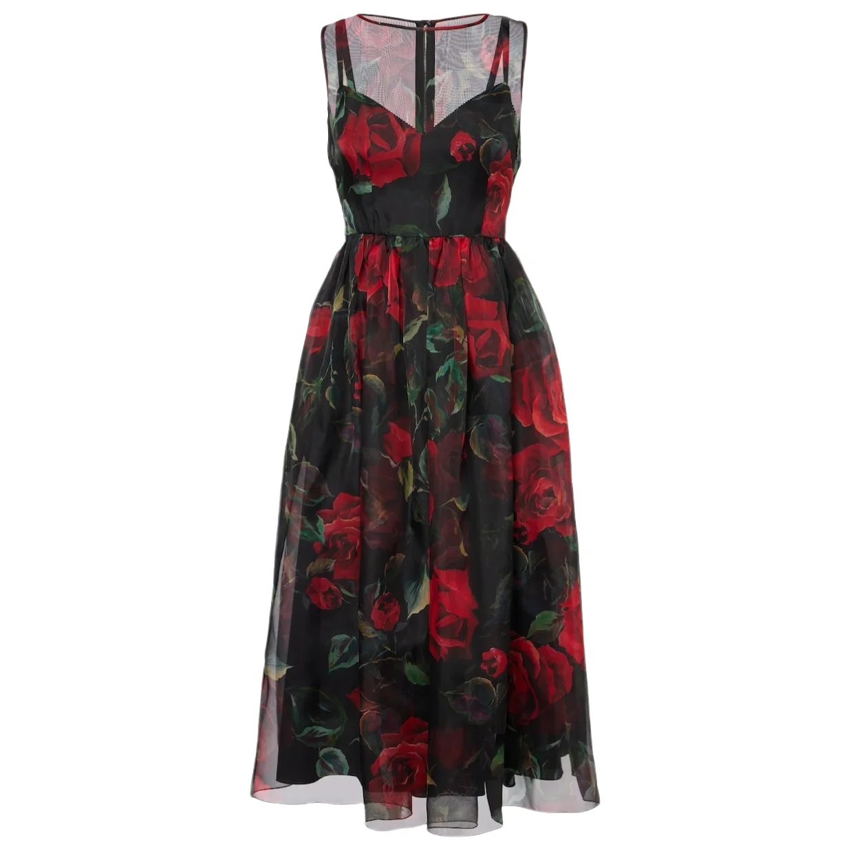 HIGH QUALITY 2025 Designer Inspired Women's Floral Silk Cocktail Dress | Elegant Sleeveless Midi Party Dress | Summer Wedding