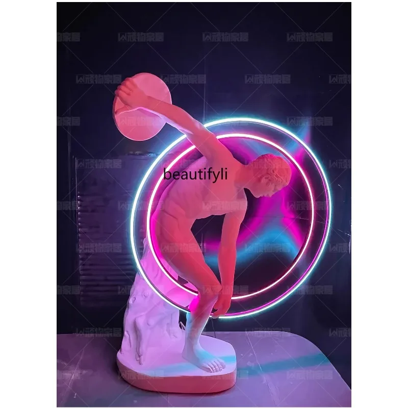 B73 Bar KTV Sculpture Large Floor Ornament European Style Character E-sports Club Wine Restaurant Shop Luminous Decoration