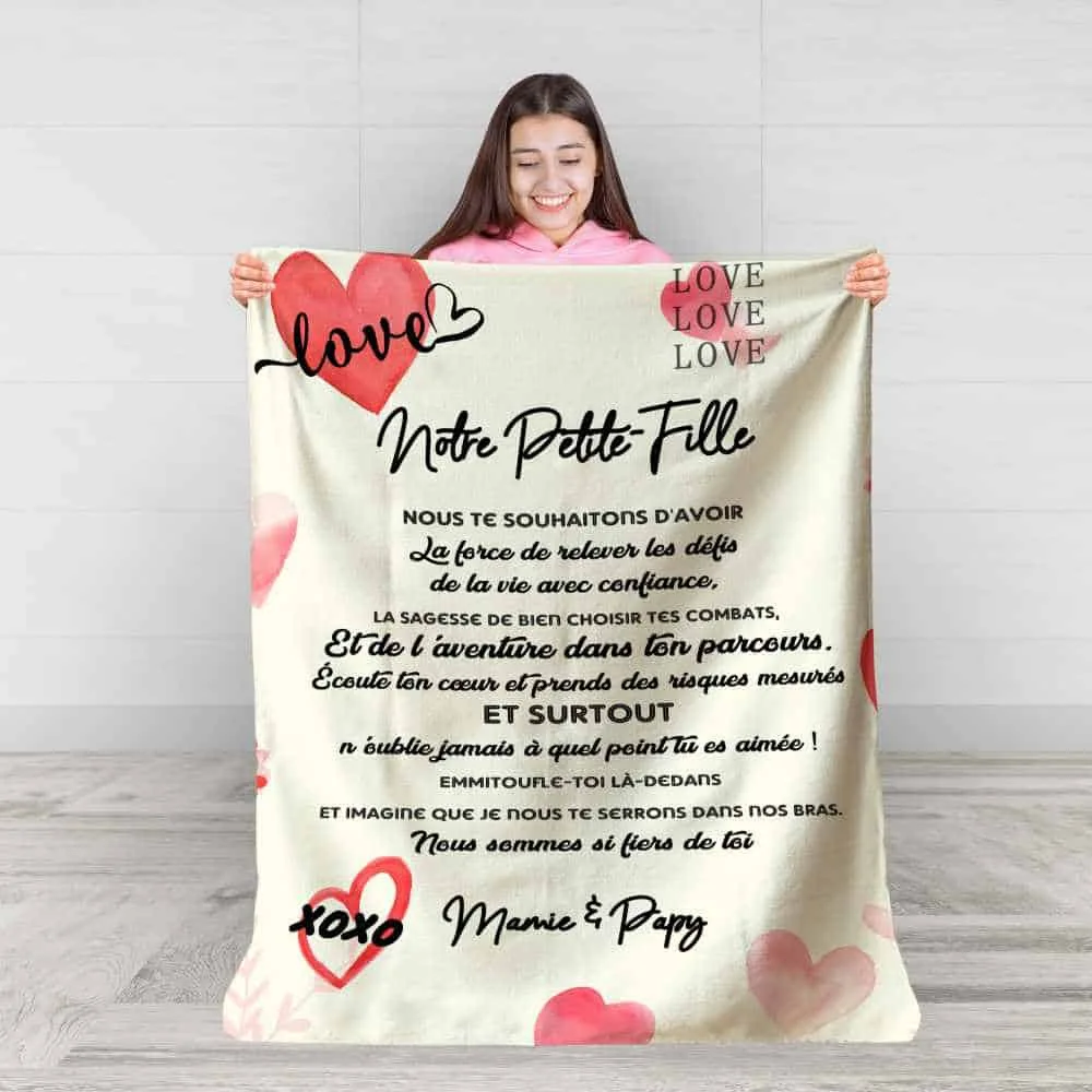 French Language To My Daughter Blanket Soft Flannel Blanket Sofa Bed Cover Express Love Message Nap Blanket Christmas Gift