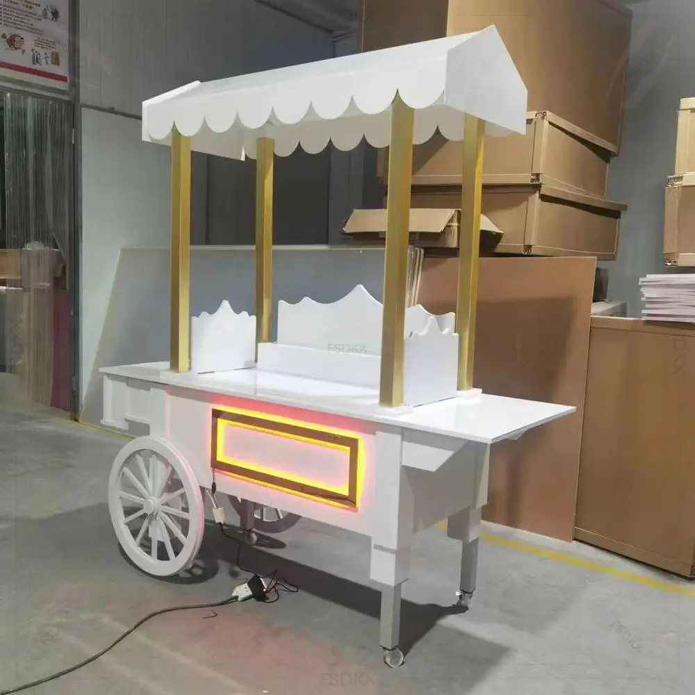 New Arrival Durable LED RGB Acrylic Candy Bar Cart for Wedding & Birthday Events Decoration