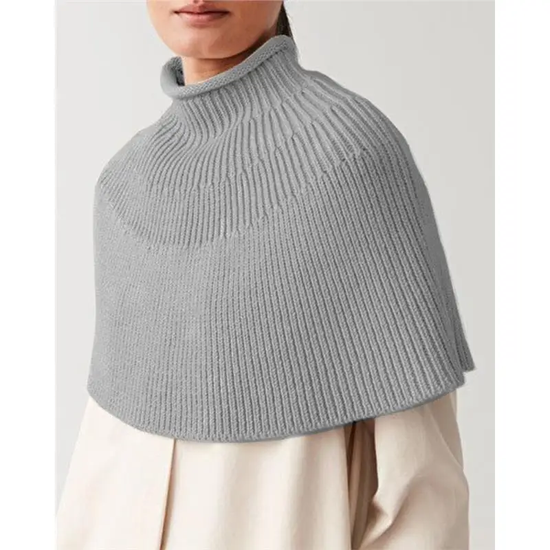 

Spring Autumn Pure Color High Collar Knitted Sweater Coat Women's Faionable oulder awl Raincoat Cross-Border Clothing