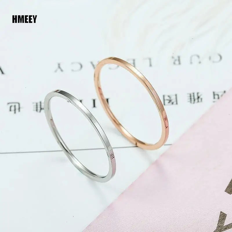 HMEEY 1MM Cienki pierścionek ze stali tytanowej w kolorze srebrnym Prosty modny pierścionek na palec w kolorze różowego złota dla kobiet i mężczyzn prezenty męskie — zdjęcie 6