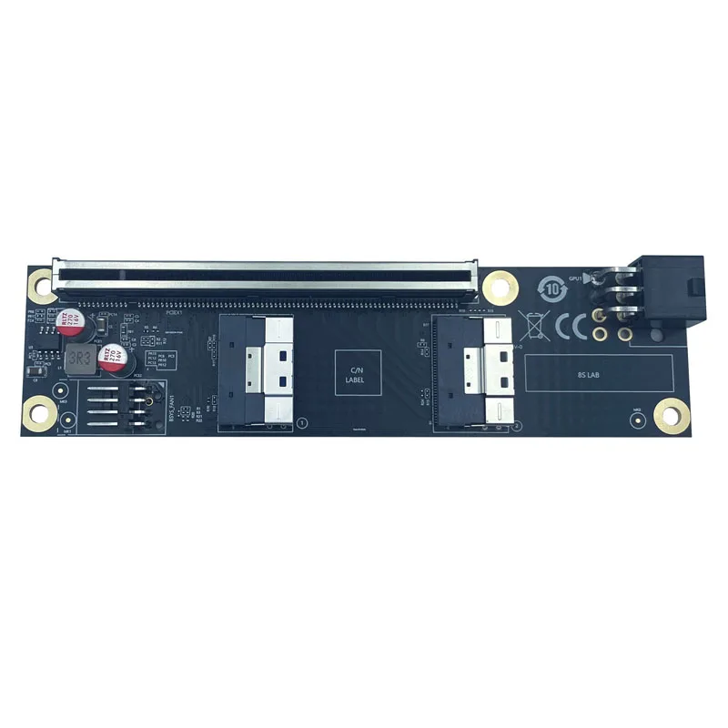 Compact GEN4 Graphics Video Card GPU 6Pin Power 2 Port Slimsas 8I X2 To Pcie 4.0 X16 Slot Adapter Card Kit SFF8654 Riser Card